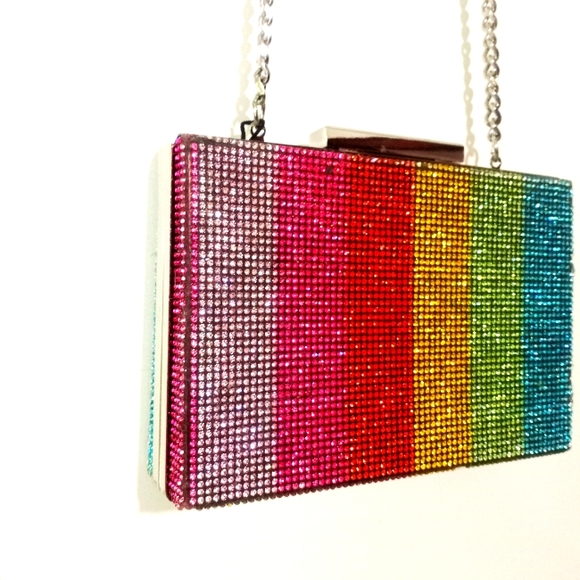 Zara Handbags - Zara Multicolored Rainbow Clutch Cross Body Chain